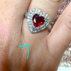 Heart Shaped Ring - Ruby Stone - Size 7